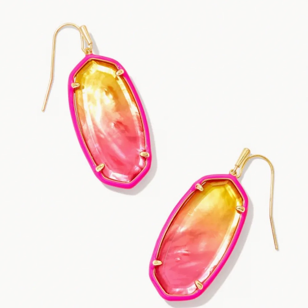 Kendra Scott Pink and Yellow Ombre Elle Drop Earrings